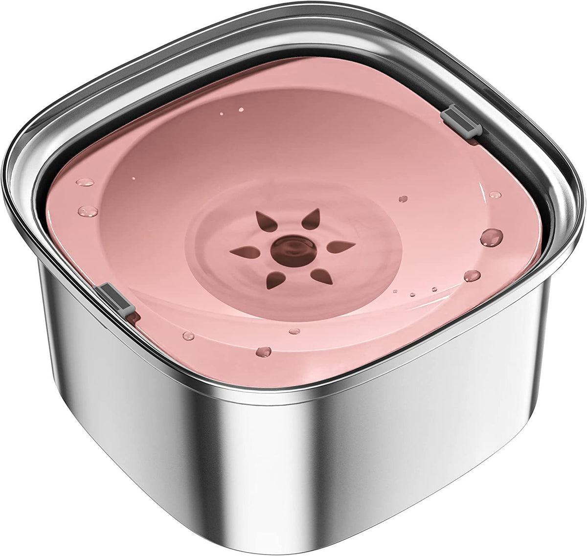Large capacity stainless steel dog water bowl measuring 8 inches with floating lid