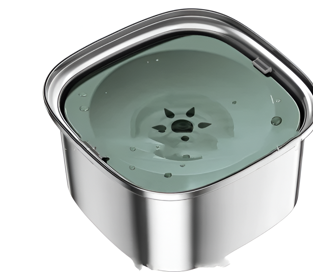 Stainless steel floating water bowl with green disc