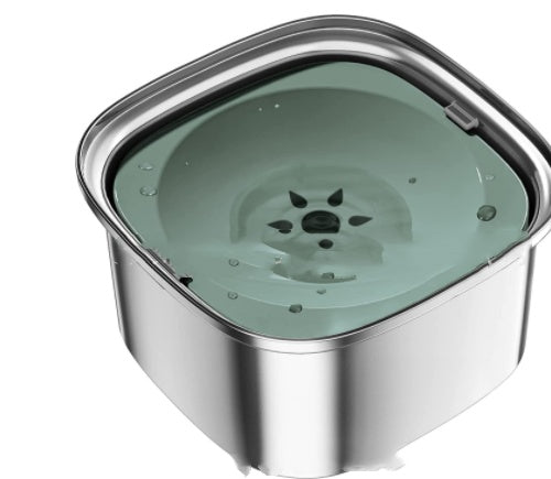 3L stainless steel floating water bowl with blue anti-spill disc