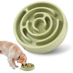 Light green slow feeder bowl with dry pet food inside