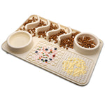 Beige silicone pet licking mat slow feeder bowl for dogs and cats