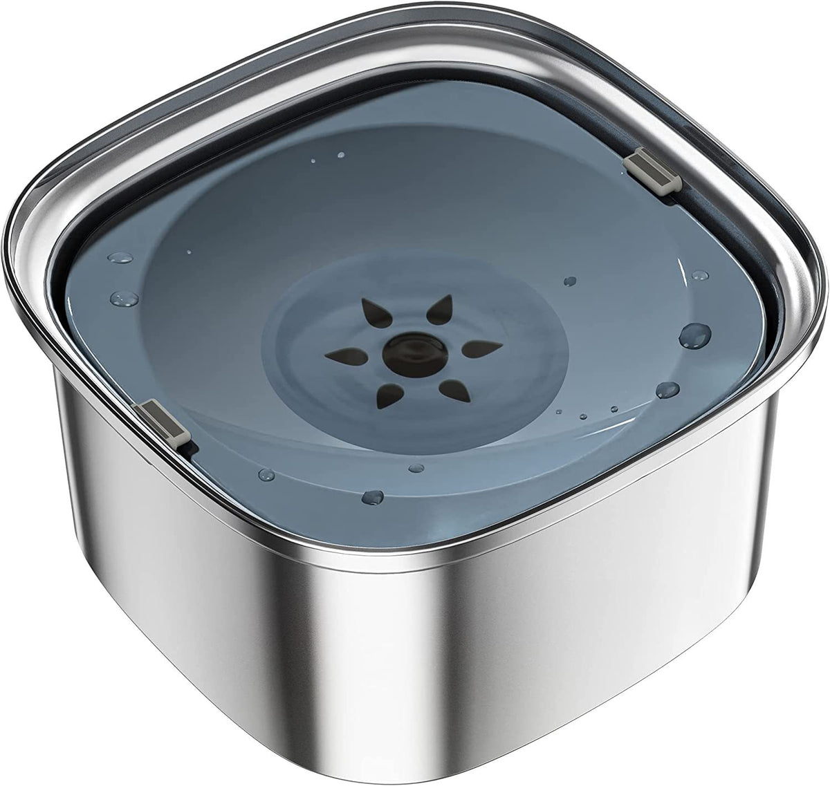 3L stainless steel floating pet water bowl with anti spill design for dogs and cats
